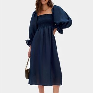 Sleeper Navy Smocked Dress